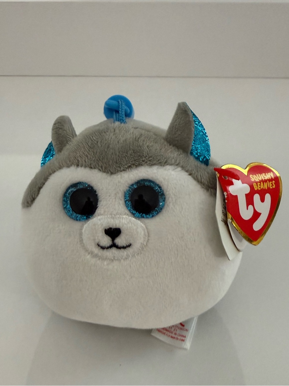 Ty Squish-A-Boos Gray and Blue Husky Plush